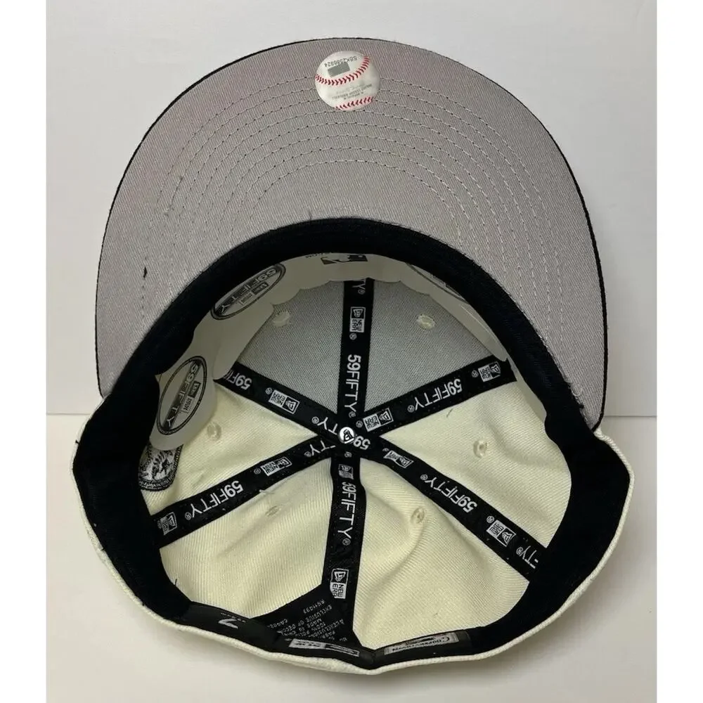 New Era 59FIFTY Los Angeles Dodgers Sugar Skull Fitted Hat Size 7 Off-White/Blac